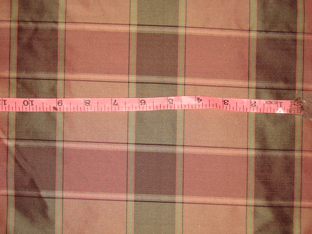 Silk Taffeta Fabric Shades of Pink &amp; Green plaids 54&quot; wide