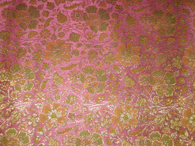 SILK BROCADE FABRIC PINK GOLD & GREEN COLOUR 44" WIDE BRO44[5]