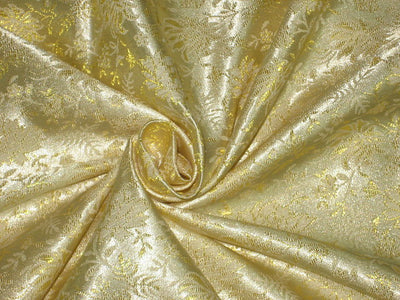 SILK BROCADE FABRIC Golden Yellow &amp; Cream