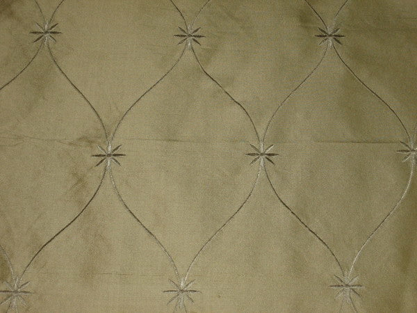 Pure SILK DUPIONI Embroidered Fabric Gold DUP#E38