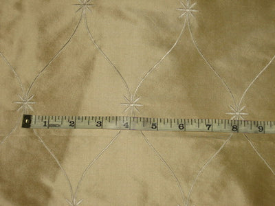 Pure SILK DUPIONI Embroidered Fabric Gold DUP#E38