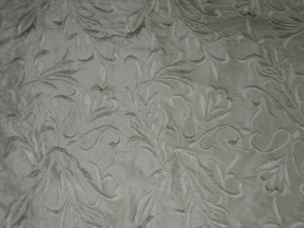 SILK DUPIONI Fabric Cream Ivory/Ivory with Embroidery