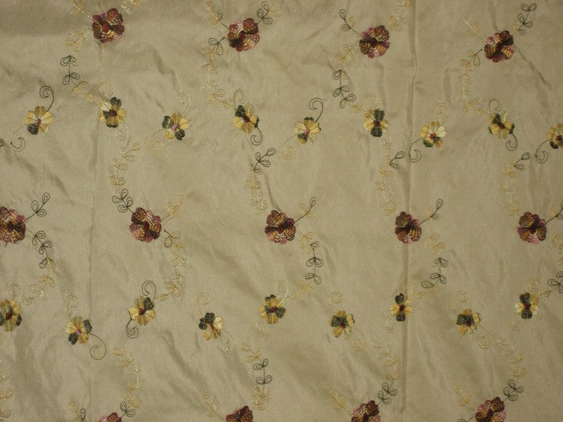 English champagne silk taffeta embroidered