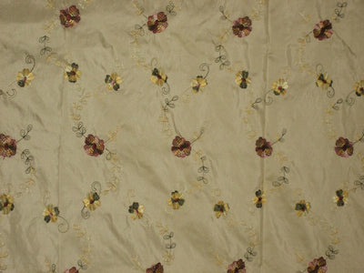 English champagne silk taffeta embroidered