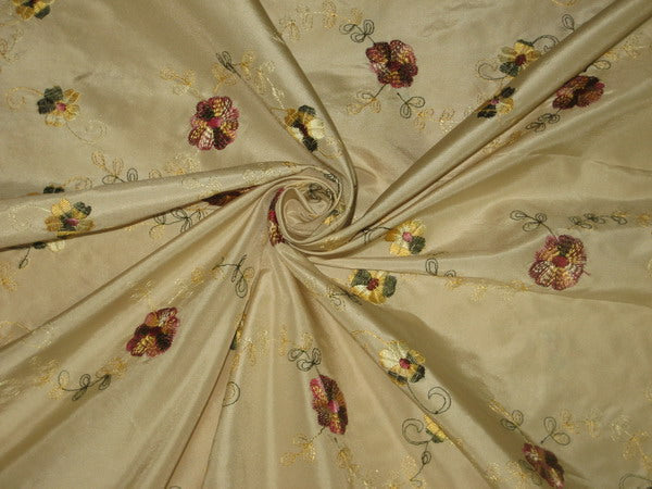 English champagne silk taffeta embroidered