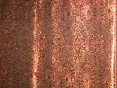 Silk Brocade fabric Red &amp; Antique Gold color 44" wide BRO100[3]