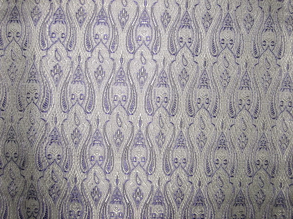 Silk Brocade fabric Silver &amp; Purple Color 44&quot;