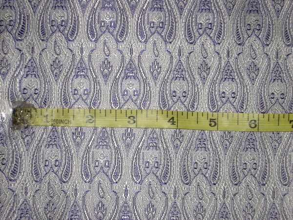 Silk Brocade fabric Silver &amp; Purple Color 44&quot;