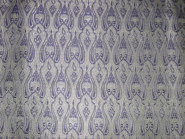 Silk Brocade fabric Silver &amp; Purple Color 44&quot;