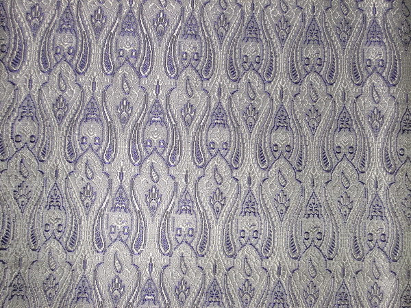 Silk Brocade fabric Silver &amp; Purple Color 44&quot;