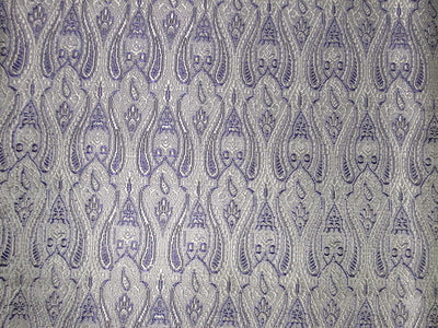 Silk Brocade fabric Silver &amp; Purple Color 44&quot;