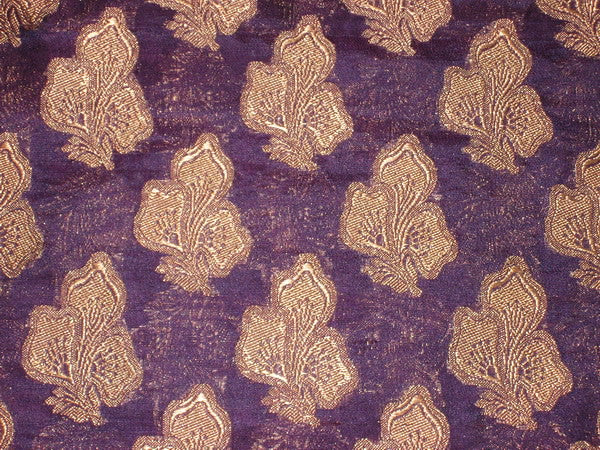 Silk Brocade Fabric Purple with Antique Gold color 44" wide BRO103[5]