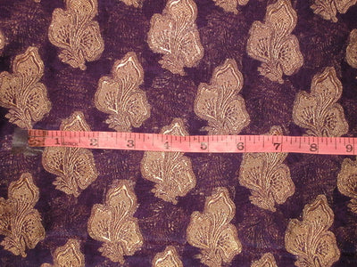 Silk Brocade Fabric Purple with Antique Gold color 44" wide BRO103[5]