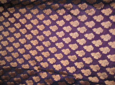 Silk Brocade Fabric Purple with Antique Gold color 44" wide BRO103[5]