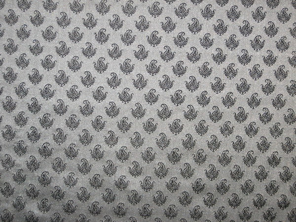 Silk Brocade Fabric Silver Grey &amp; black 44" wide BRO110[4]