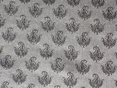 Silk Brocade Fabric Silver Grey &amp; black 44" wide BRO110[4]