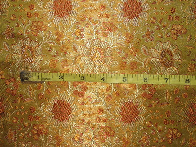 Silk Brocade Fabric Multi color &amp; Metallic Gold color 44" wide BRO108[1]