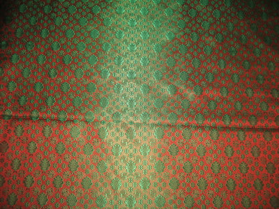 viscose Silk Brocade fabric Dark Orange & Green colour 44&quot; wide BRO112[5]