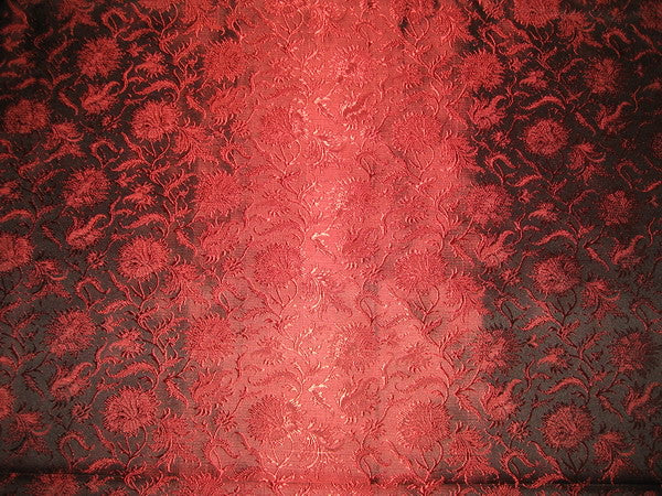 Silk Brocade fabric Wine Red &amp; Black Color BRO113[4]