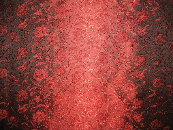 Silk Brocade fabric Wine Red &amp; Black Color BRO113[4]