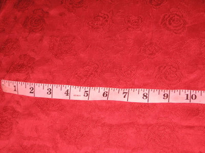 Pure SILK DUPIONI Fabric Floral Embroidery on Red