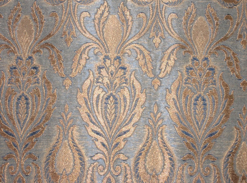 Silk Brocade Fabric Pale Blue & Metallic Gold color 44" wide BRO118[1]