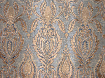 Silk Brocade Fabric Pale Blue & Metallic Gold color 44" wide BRO118[1]