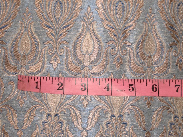 Silk Brocade Fabric Pale Blue & Metallic Gold color 44" wide BRO118[1]