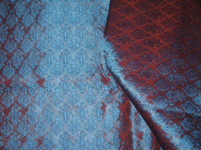 Silk Brocade fabric Rust &amp; Blue iridescent