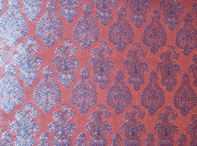 Silk Brocade fabric Rust &amp; Blue iridescent