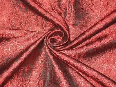 Silk Brocade Fabric WineRed &amp; Black Victorian BRO125[1]