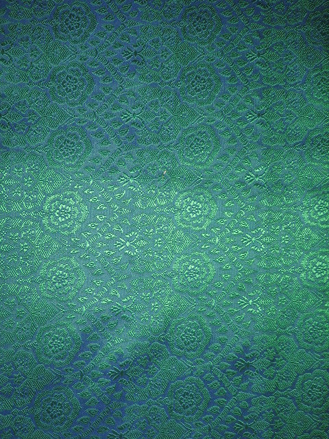 Silk Brocade fabric Peacock Blue &amp; Green BRO127[5]