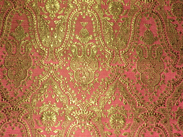 Silk Brocade fabric Pink &amp; Green color 44" wide BRO129[4]