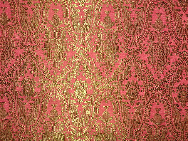 Silk Brocade fabric Pink &amp; Green color 44" wide BRO129[4]