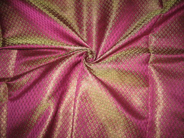 Silk Brocade Fabric Purple, Green & Metallic Gold color 44" wide BRO132[5]