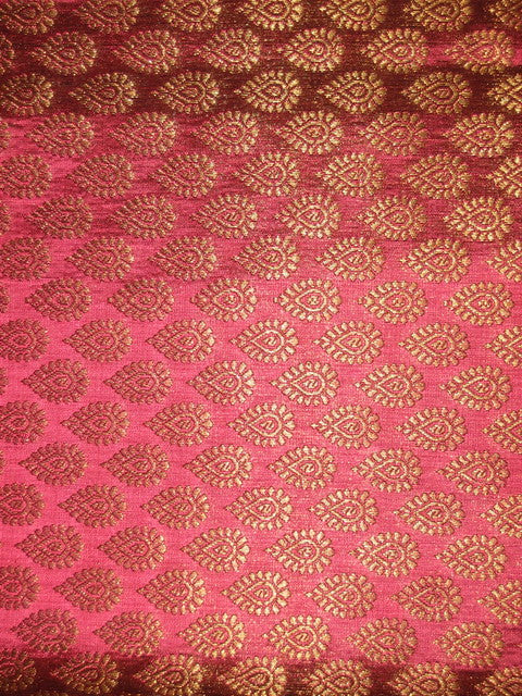 Silk Brocade hot pink with metallic gold BRO136[6]