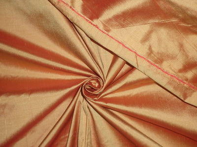 PURE SILK Dupioni FABRIC gold x orange