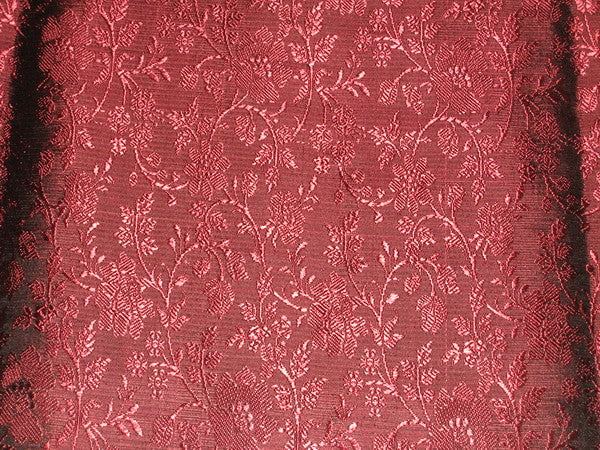 Silk Brocade Fabric Wine &amp; Black 44" wide BRO141[2]