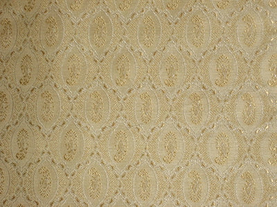 Silk Brocade fabric Cream &amp; Light Gold 44" wide BRO140[4]