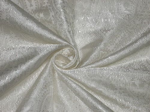 Silk Brocade jacquard Fabric white Ivory Victorian 44" wide  BRO2[1]