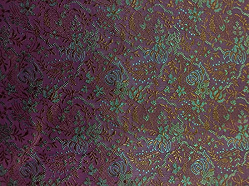 Silk Brocade pretty Turquoise Blue Purple 44" wide BRO4[5]