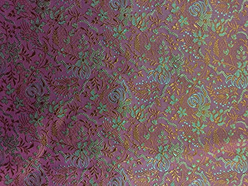 Silk Brocade pretty Turquoise Blue Purple 44" wide BRO4[5]