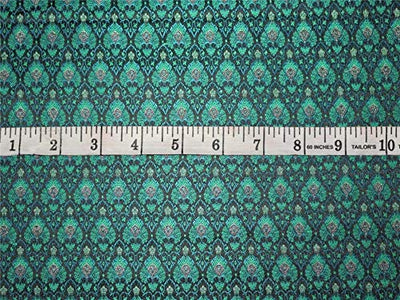 Silk Brocade Fabric green x metallic gold 44" wide BRO665[5]