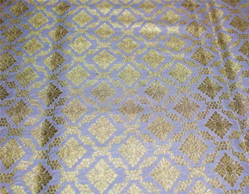 Silk Brocade Fabric Ivory x Metallic Gold Color 44" wide BRO655[5]