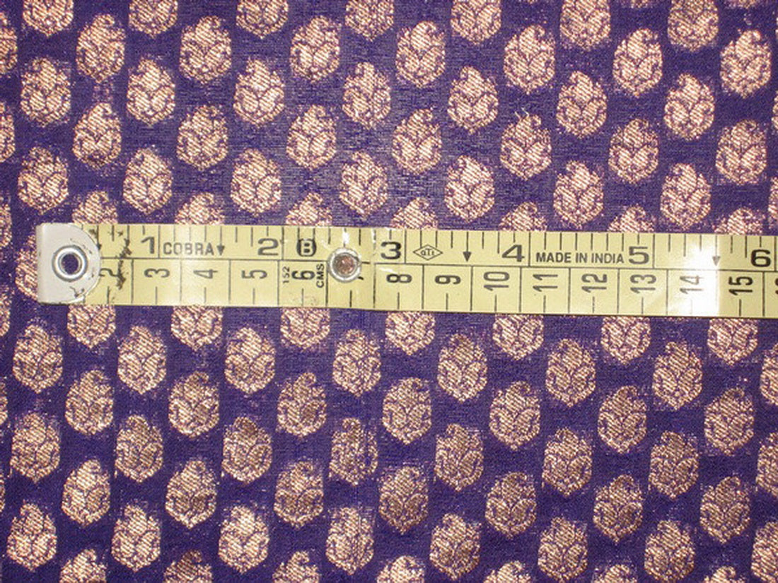 Silk Brocade Fabric Purplish Blue &amp; Antique Metallic Gold semi sheer 44" wide BRO146[3]