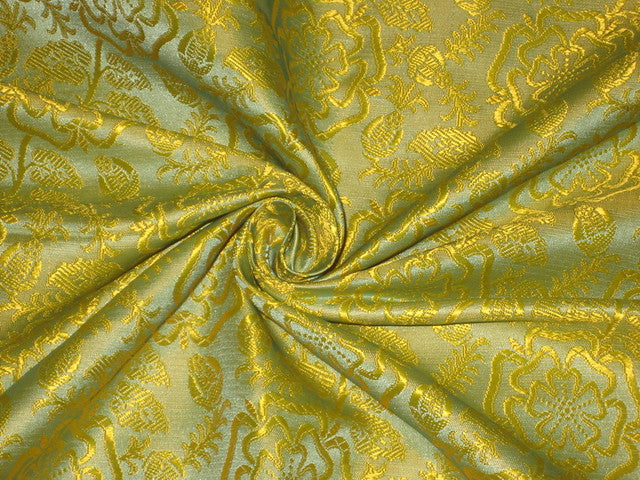 SILK BROCADE FABRIC Pastel green and Yellow 44" wide BRO150[1]