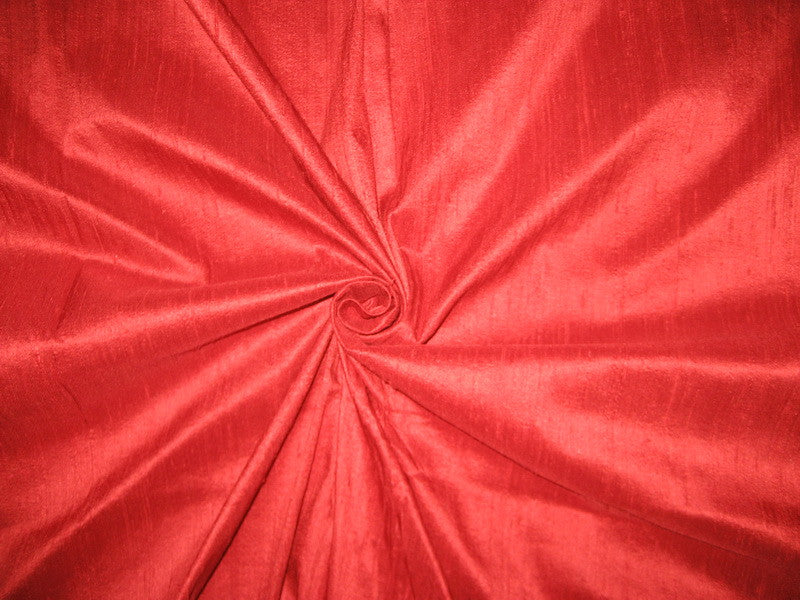 100% Pure SILK Dupion FABRIC Scarlet Red colour 44&quot; wide