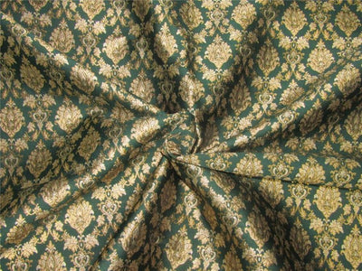 Brocade fabric emerald green x metallic gold color 44&quot;WIDE