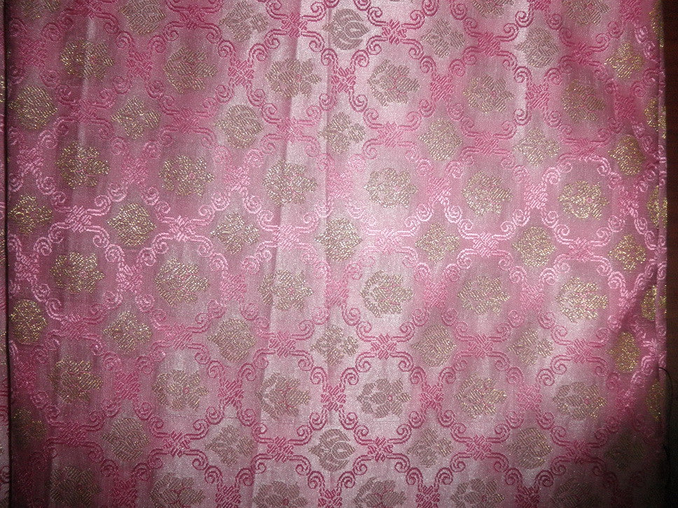 Silk Brocade Fabric-Pink / gold BRO37