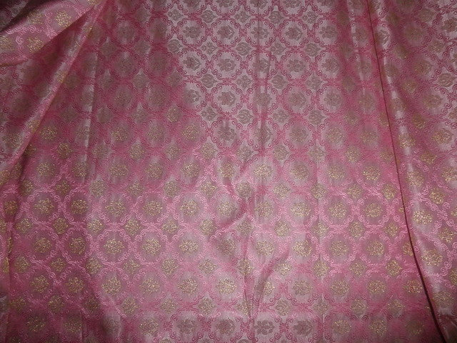 Silk Brocade Fabric-Pink / gold BRO37